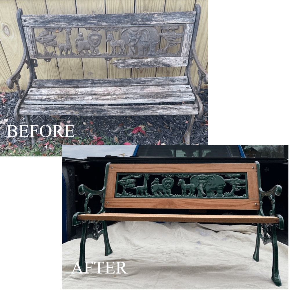 Powder Coated and Restored Bench by Jeff's Powder Coating